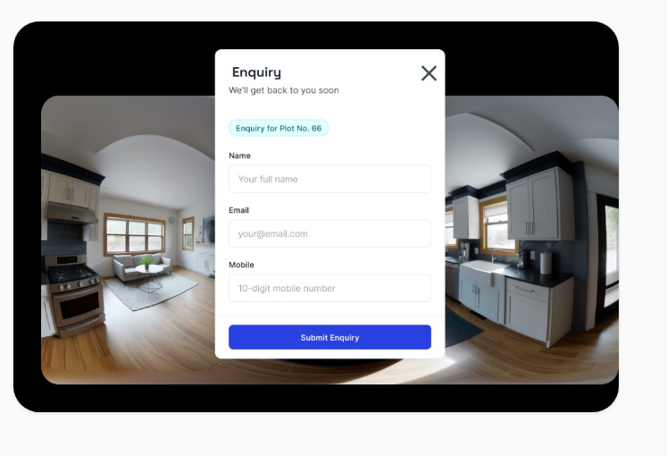 Enquiry form inside a 360° tour